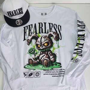 Fearless White and Black Cap and T-Shirt Set sz Large NWT